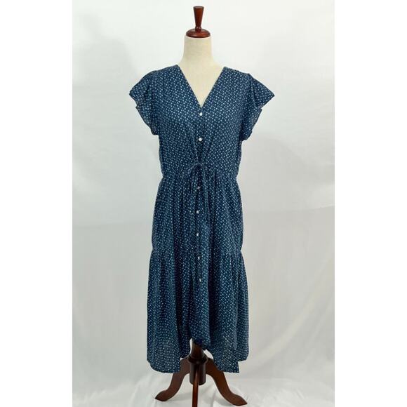 TROVATA Birds of Paradis Sz S Small Kristi Shirt Dress Blue Floral Seaview Ditsy - Picture 8 of 10